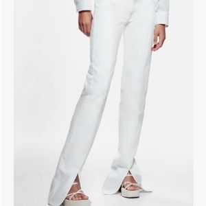 Zara High rise split skinny stretch white jeans. Brand new with tags.